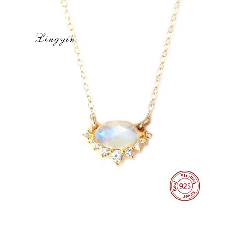 Womens gemstone 925 sterling silver moonstone necklaces for women new arrival 2023