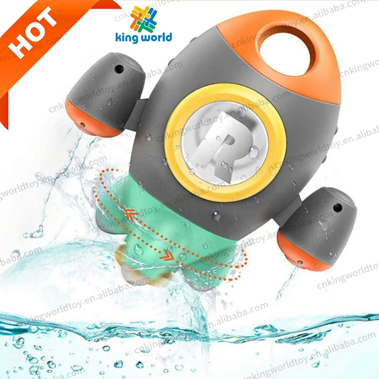 Cute Rocket Bathing Waterfall Spray Water Interactive Kids Favor Bath Toy