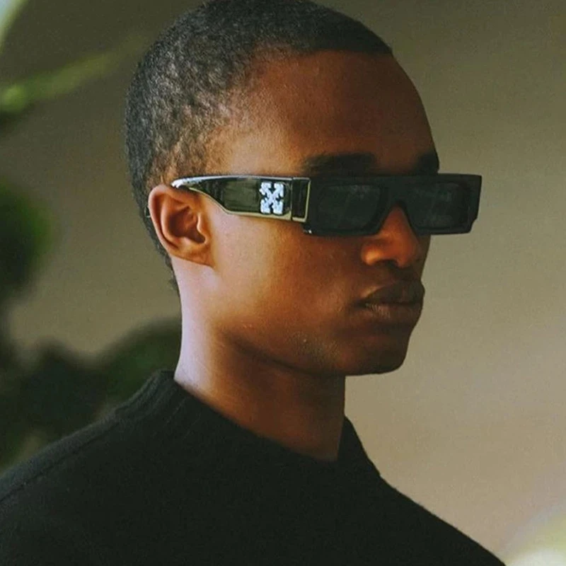 New Black/white Rectangle Sunglasses Man Driving Shades Male Sun Glasses Brand Designer Fishing Travel Vintage Sunglasses