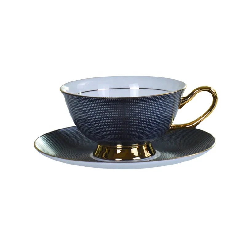Фарфоровые черные кофейные чашки и блюдце 200 мл винтажная керамическая чайная чашка с блюдом
