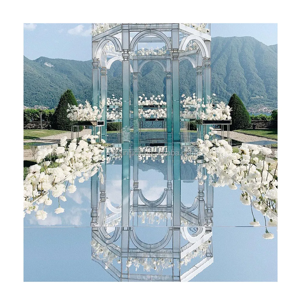 Magical Mirror Carpet Romantic Effect Sliver Gold Double Usd Mirror Carpet For Wedding Stage