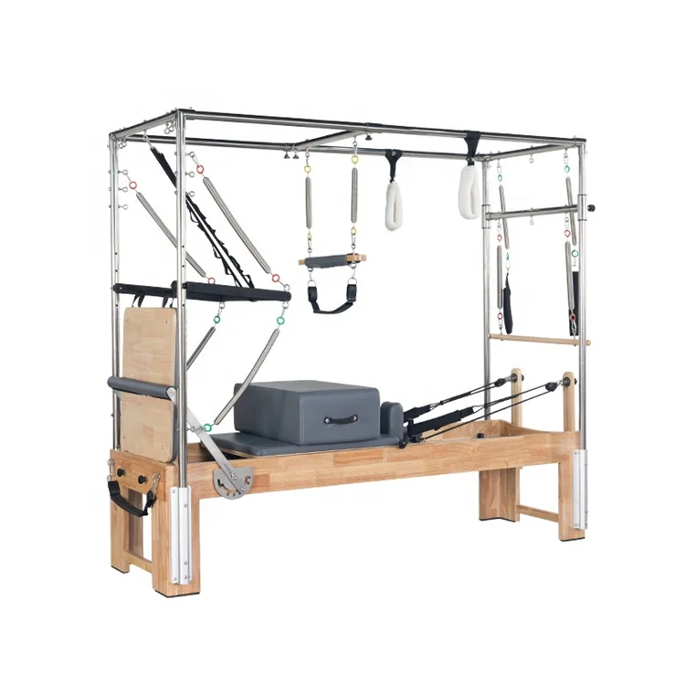 Oak Wood Pilates Reformer 3 in 1 Core Training Studio Machine Equipment Cadillac Bed With Tower