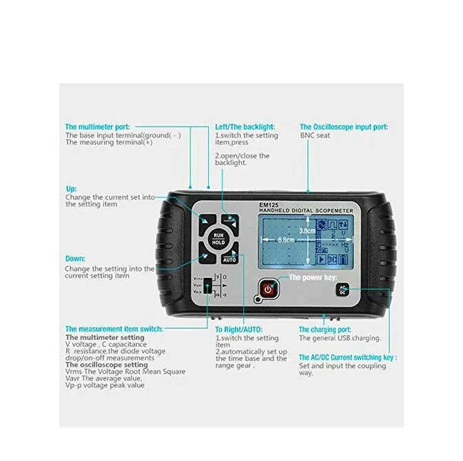 Цифровой Осциллограф портативный 25 МГц одноканальный 6000 Чип мультиметр большой ЖК-экран высокоскоростной процессор