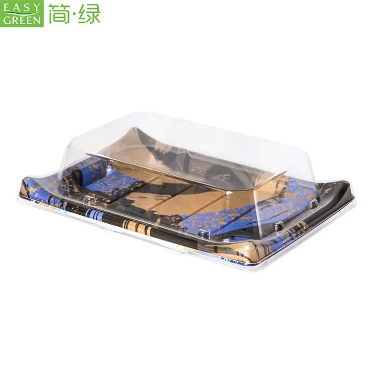 Plastic Sushi Tray with Clear Lid, Disposable Cake Containers, Disposable To Go Boxes for Sushi, Cookie, Fruits, Desserts