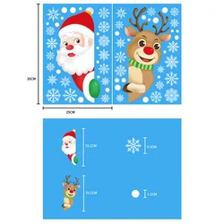 Christmas Window Stickers Custom Double Side Static Santa Claus Deer Snowflakes New Year Decor Christmas Sticker Sheet