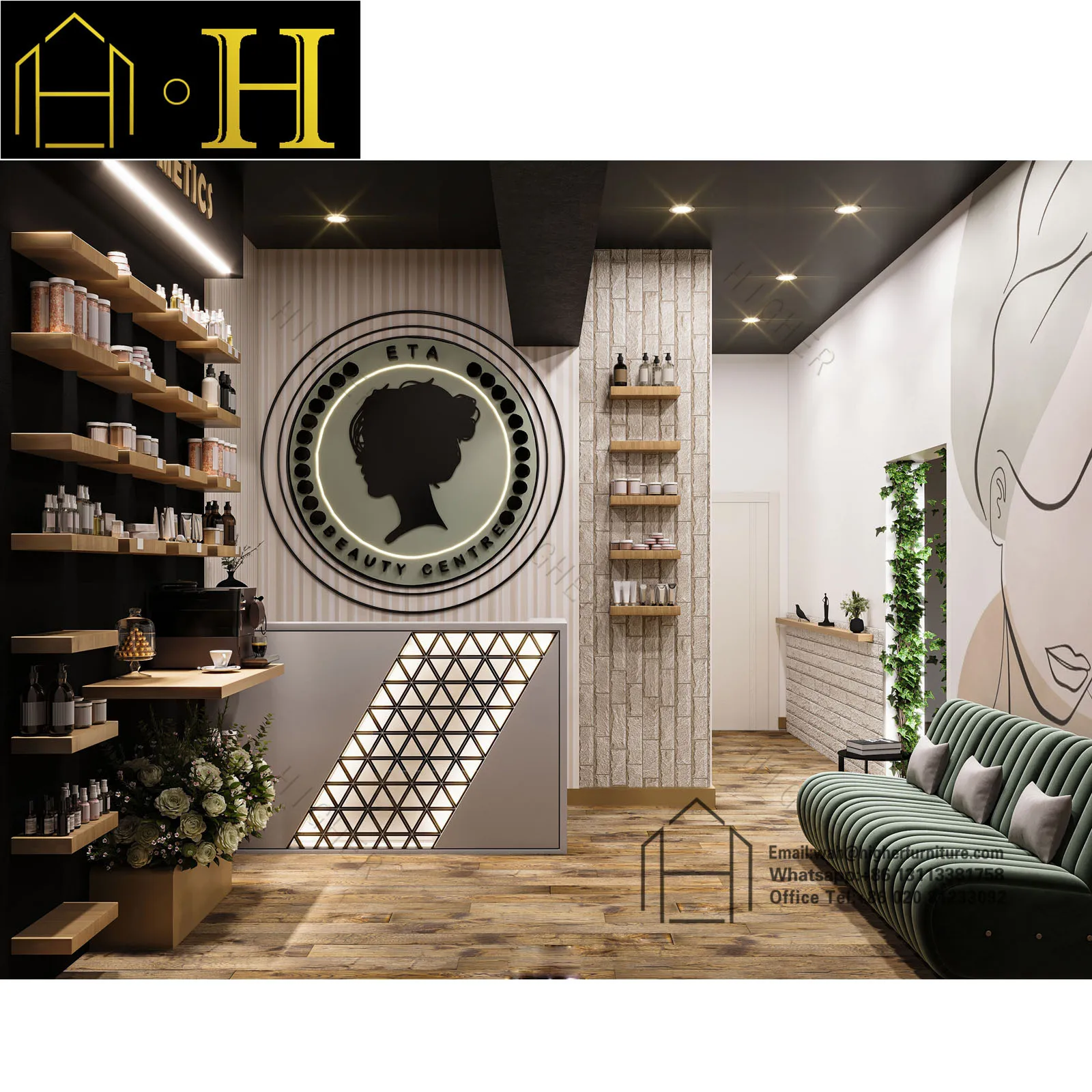 Retail Makeup Display Shelves Skincare Shop Interior Store Design Wooden Cosmetic Shop Furniture Design