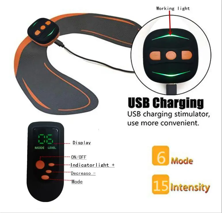 Smart Ems Tens 6 Mode 10 Intensity Wireless Buttocks Abdominal Hips Trainer Body Slimming