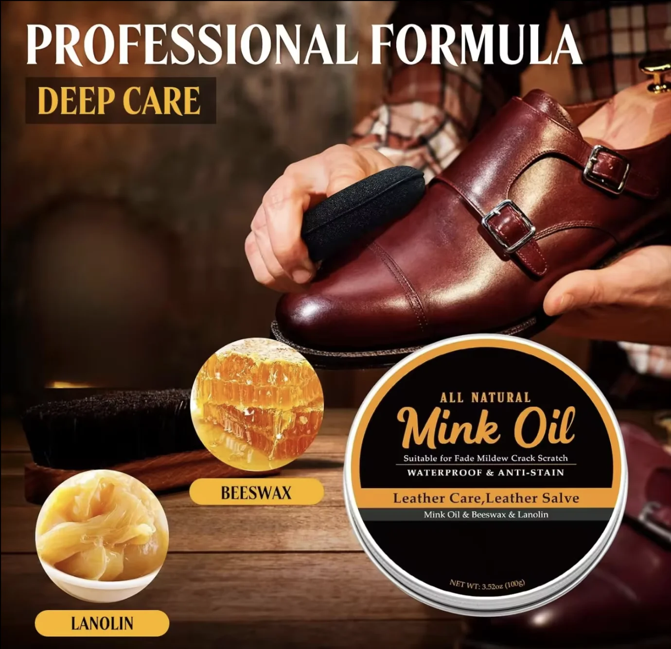 Leather Shoe Protect Perfect Waterproof Footwear Care Leather & vinyl Shoe Polish High Water Repelling Deep Nourish Mink oil