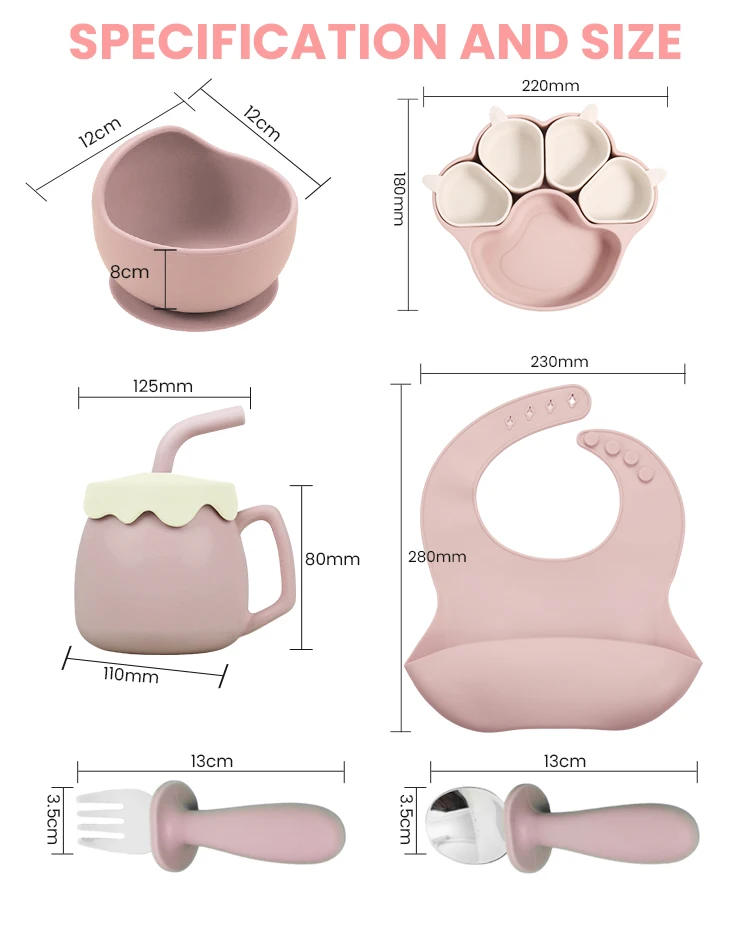 Baby Led Weaning Supplies Silicone Baby Bpa Free Food Grade Kids Dinnerware Utensils Silicone 10 Pcs Baby Set Feeding