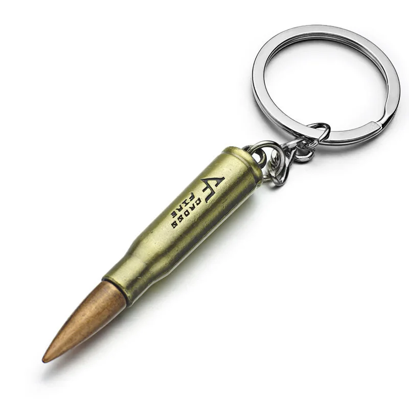 2022 High Quality Promotional Custom Gold Metal Antique Gold Bronze Gun Bullet Luxury Car Keychain