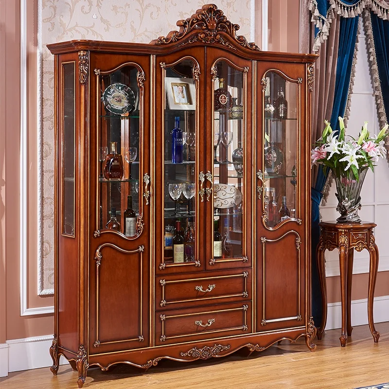 Деревянные Боковые шкафы в европейском стиле, стакан для ресторана и современный шкаф для вина