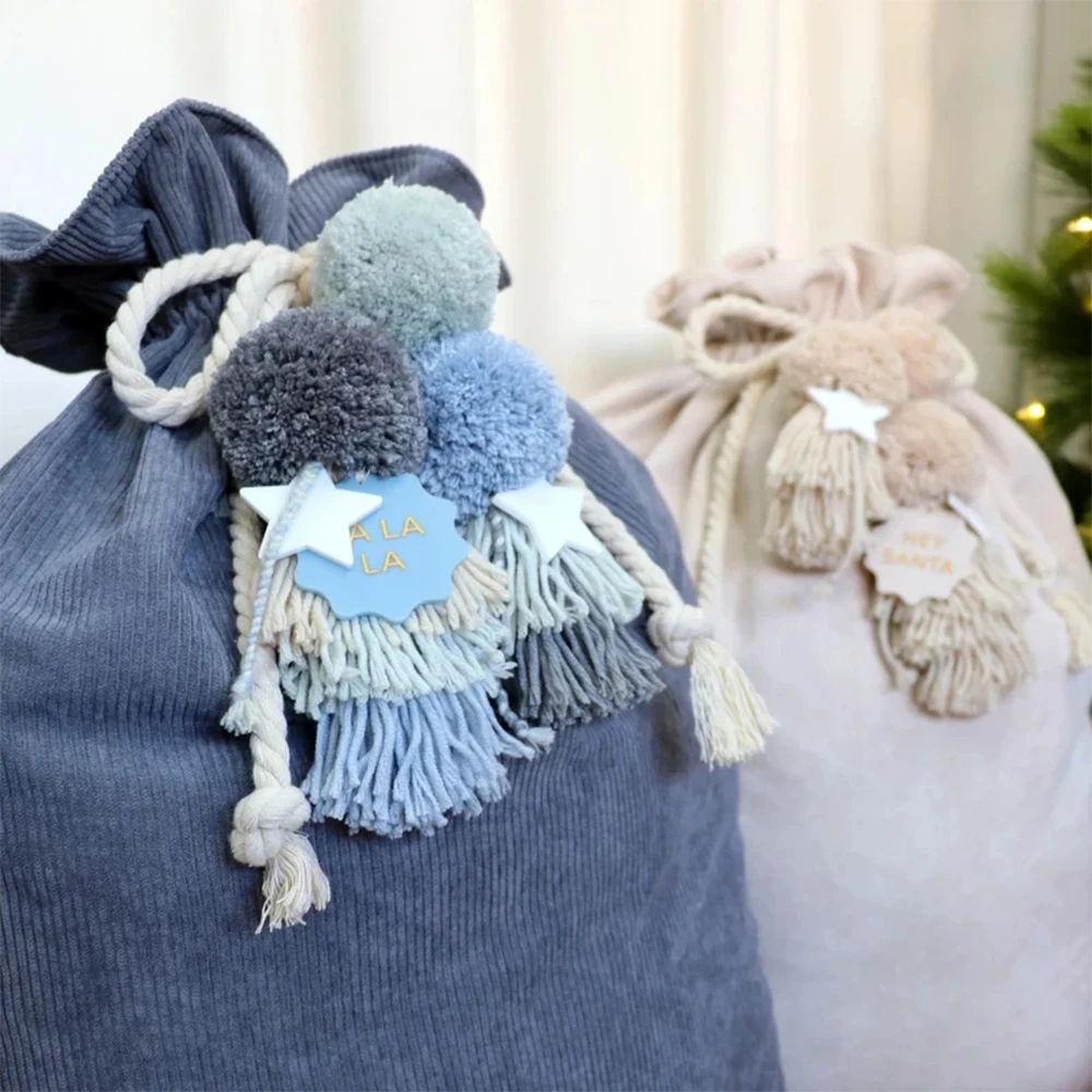Drawstring Storage Kids Gift Christmas Candy Bag Fabric Blank Corduroy Santa Sacks