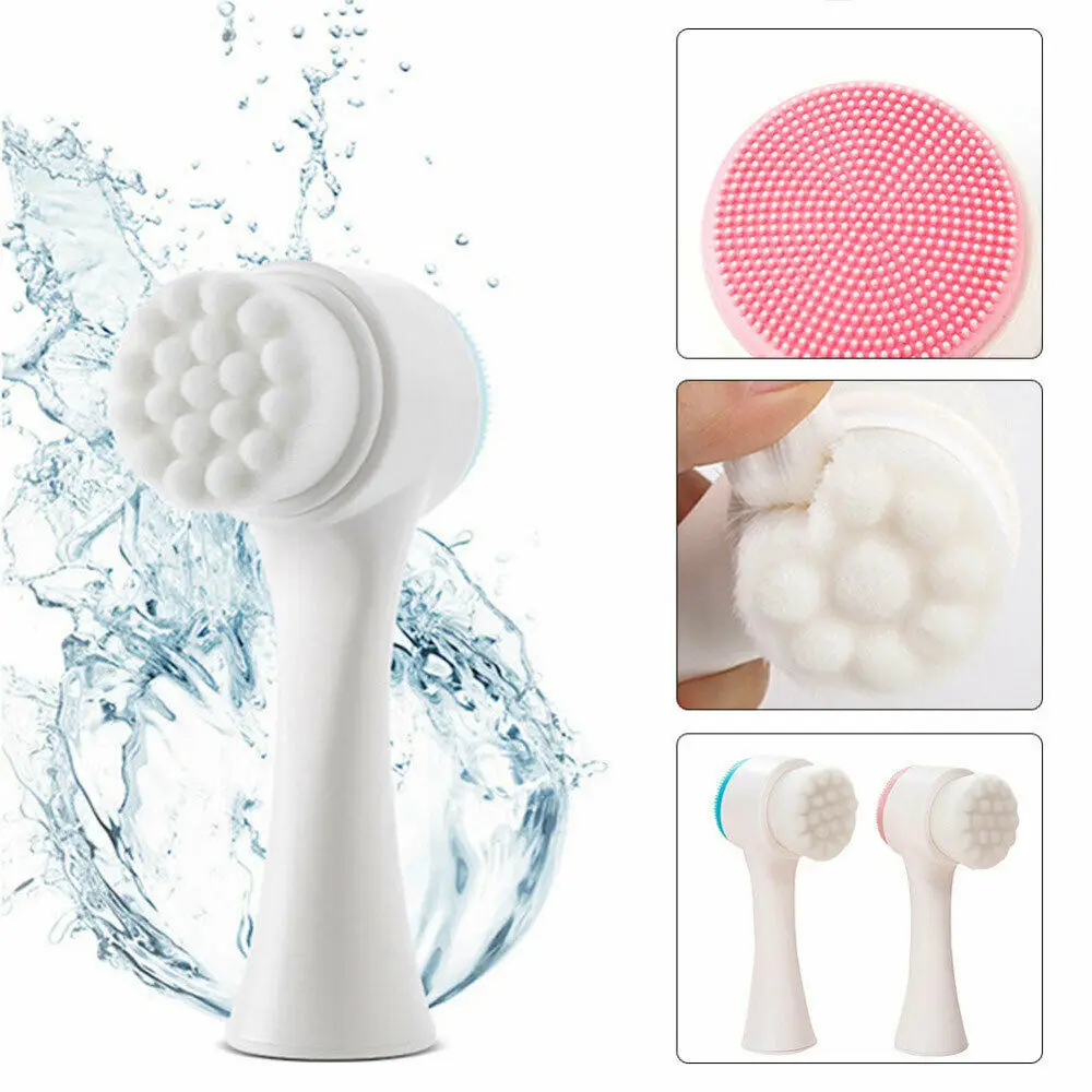 Double Side Silicone Facial Cleanser Brush Portable Size for Face Cleaning