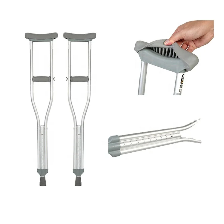 MSMT Height adjustable Medical Aluminum Crutches dual adjustable Lightweight forearm crutch armrest medical crutch for sale