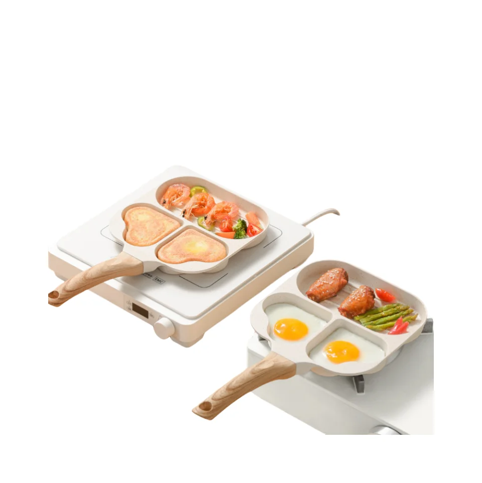 4-Hole Frying Pot Pan Thickened Omelet Pan Non-stick Pancake Steak Cooking Egg Ham Pans Breakfast Maker Cookware