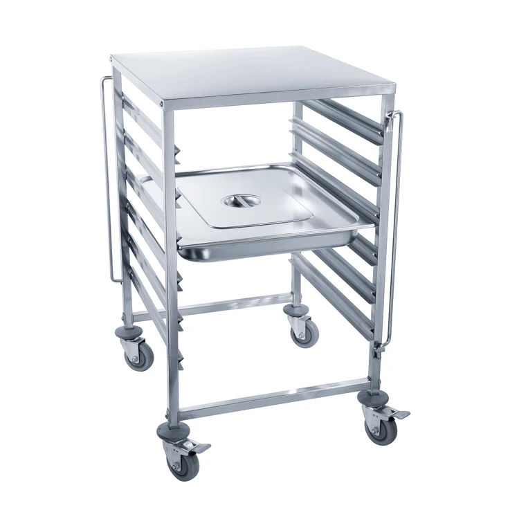 Stainless Steel Food Trolley Beverage Dessert Bakery Cooling Tray Rack Bread Trolley for Fast Food Kitchen Equipment