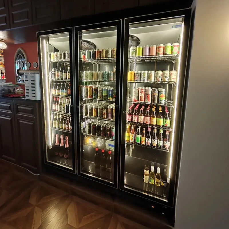 Supermarket Use 3 Glass Door 220 V Upright Beer Refrigerator Beer Display Cooler Frost Free Large Showcase Fridge For Coca Cola
