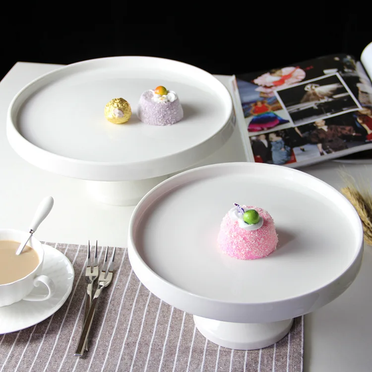 2024 New Style Home Afternoon Tea Decorative Fruit Tea Party Ceramic Footed Cake Plate Server