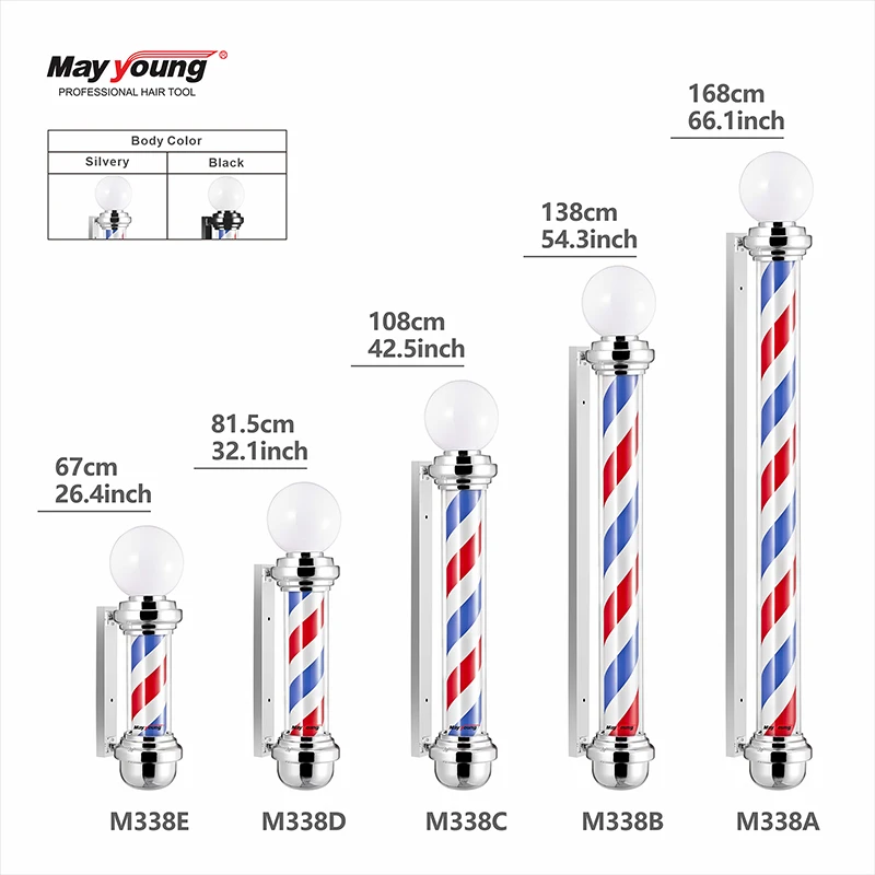 M338 Best seller factory price hair salon sign led rotating barber pole barber light