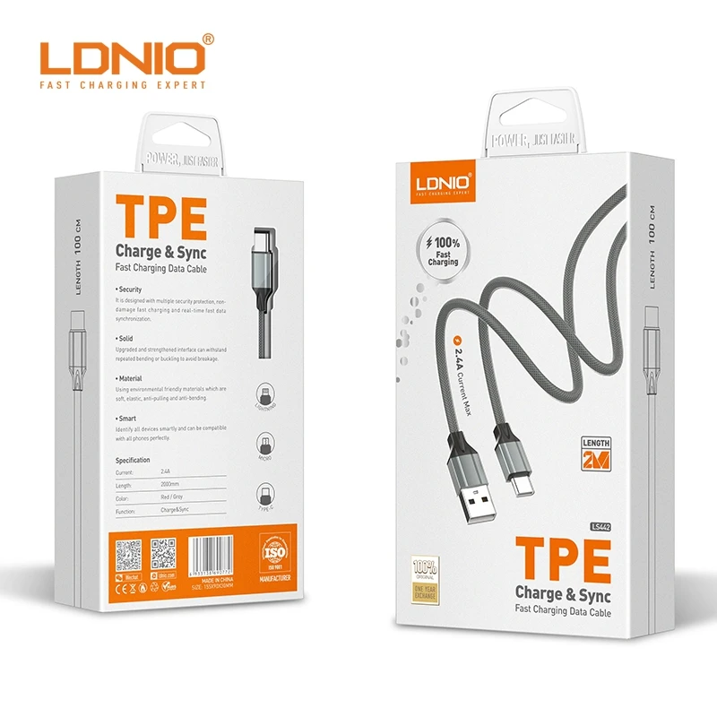 LDNIO LS441 1m Micro Iphone Тип C Usb кабель для передачи данных Синхронизация быстрое зарядное устройство зарядный мобильного телефона