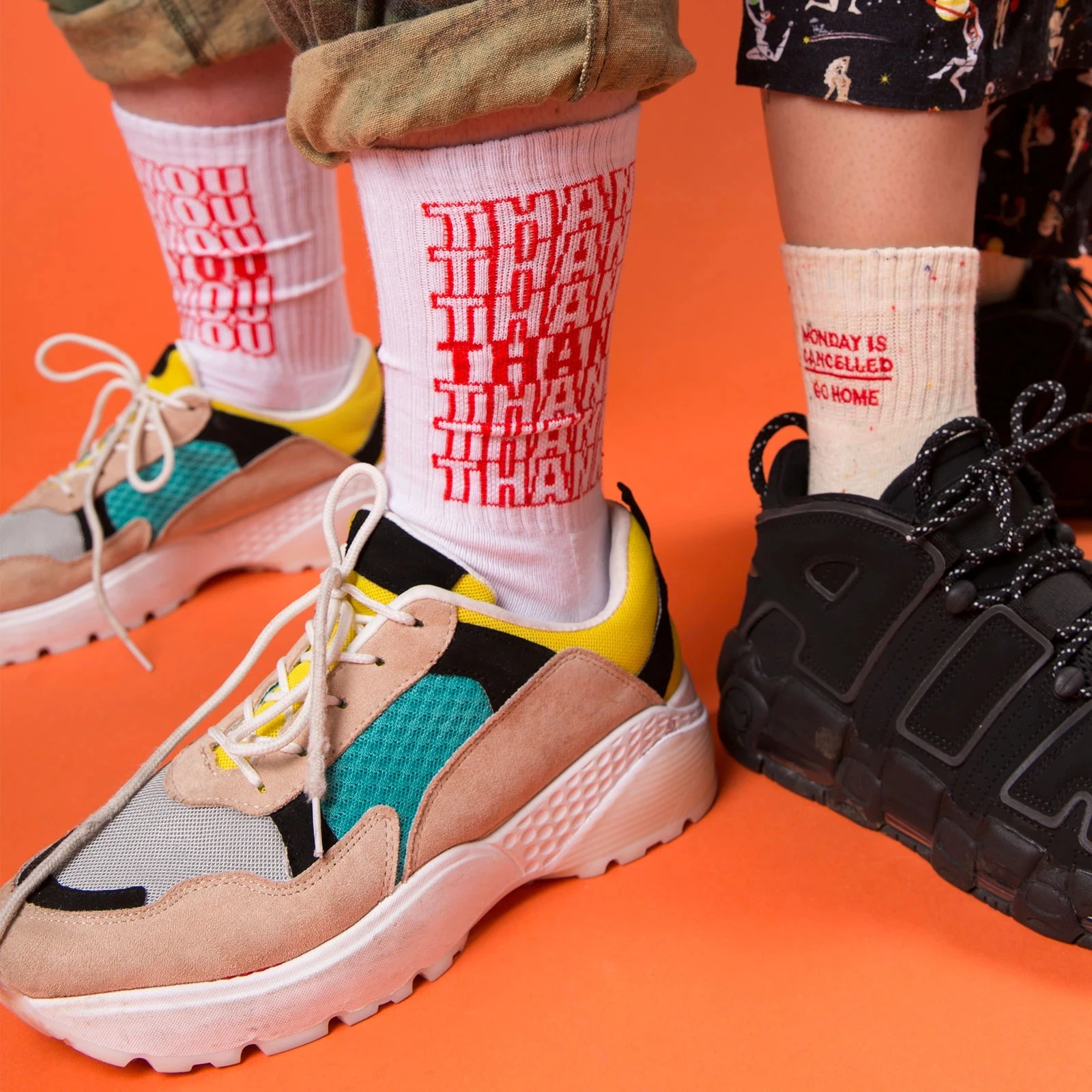 
Custom funny saying knitting word letter socks cotton crew athletic sock 