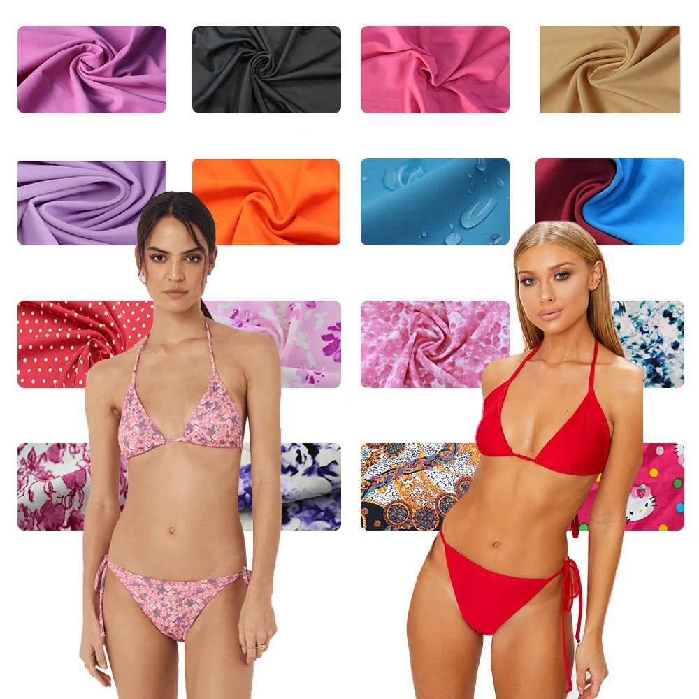Wingtex High Quality 190GSM Nylon 82% Spandex 18% Recycle 4 Way Stretch UPF 50+ Elastic Interlock Fabric For Swimwear