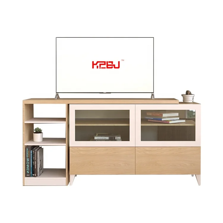 
New Modern Low Price Multifunctional Wooden MDF Glass Retractable TV Stand 