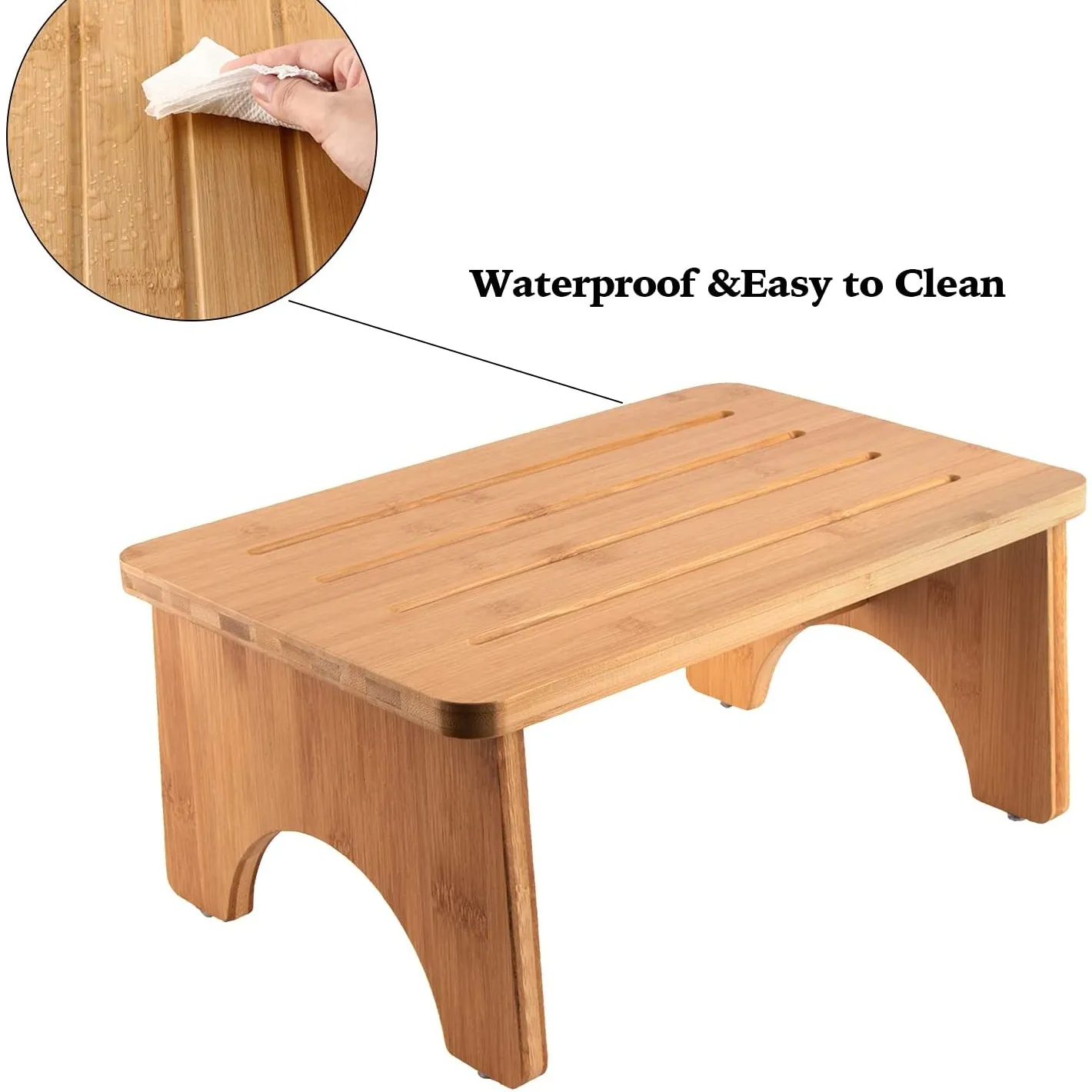 Portable Bamboo Step Stool for Adults and Kids for High Bed/Kitchen/Bathroom
