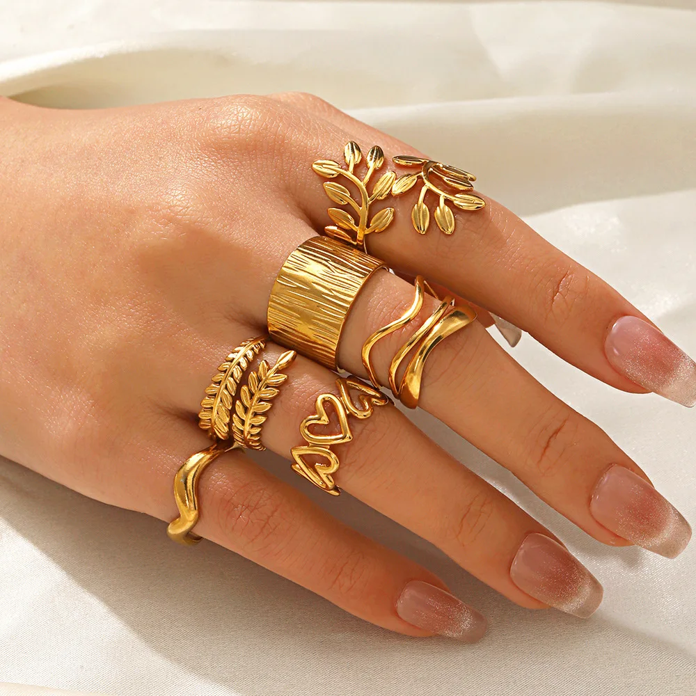 ladies pvd plating opening finger rings stainless steel jewelry stainless steel