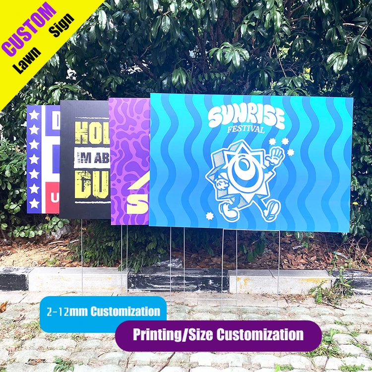 Custom Election Lawn Sign Double Sided Printing Plastic 18x24 Corrugated Blank Yard Sign with h-stakes