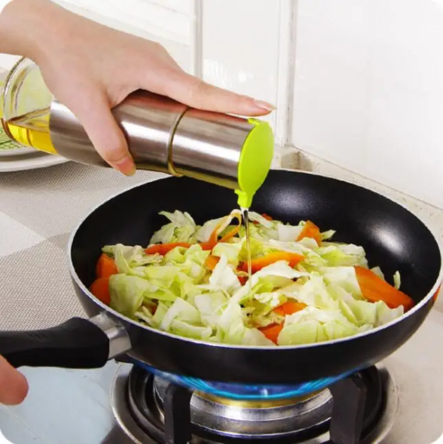 2021 Stainless Steel Olive Oil Bottle Glass Cruet Vinegar Bottle Oil Bottle Leak Proof Oiler Spice Jar