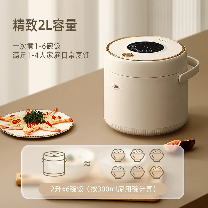 2L Mini Rice Cooker Steamer with Removable Nonstick Pot Keep Warm Function For Soups Stews Grains Oatmeal Mini Olla Arrocera