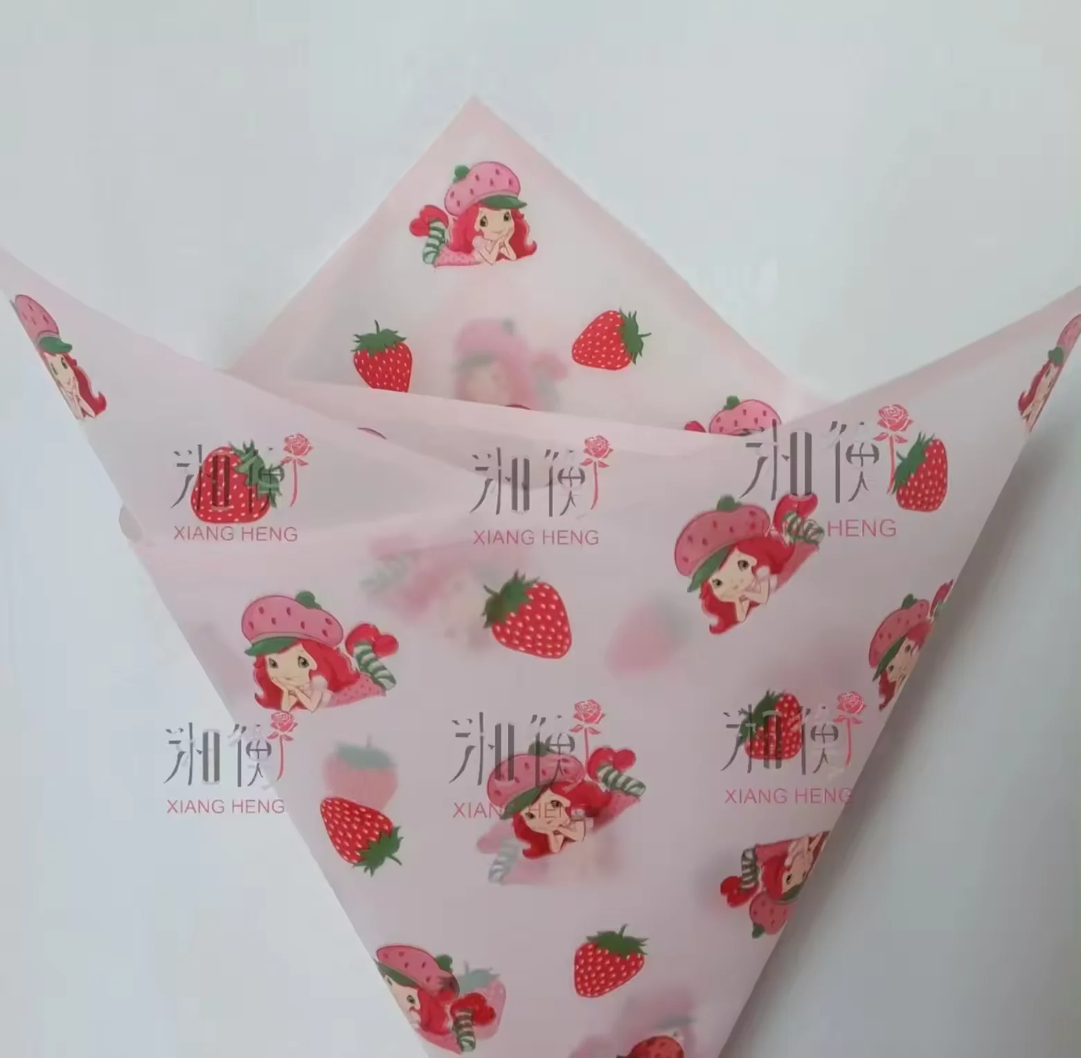 New design frayed strawberry girl wrapping paper for flowers korean floral paper flower wrapping paper custom gift decoration