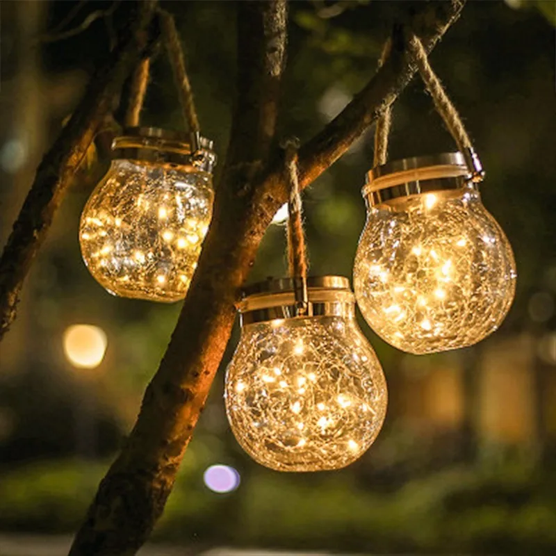 Portable Lantern 2M 20LED Outdoor Solar Glass Bottle String Hang Light  For Garden Party Wedding Christmas Tree Gate Camping Dec