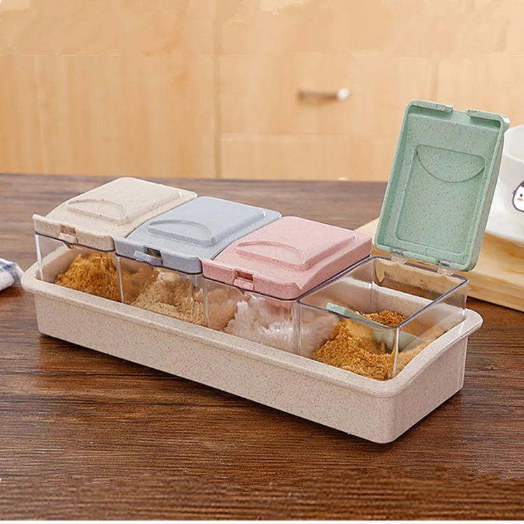 High Quality Spice Container Condiment  Plastic Kitchen Flip Spice Seasoning Jar