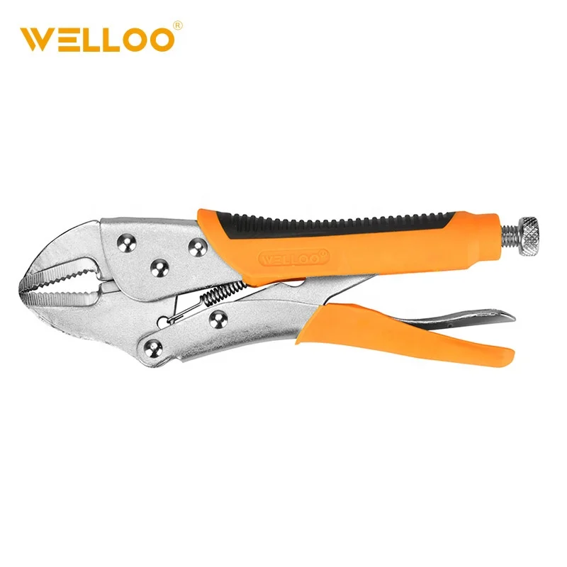 
WELLOO Hot sales 10 inch Round nose pliers curved jaw locking pliers with vise grips HLP26102 