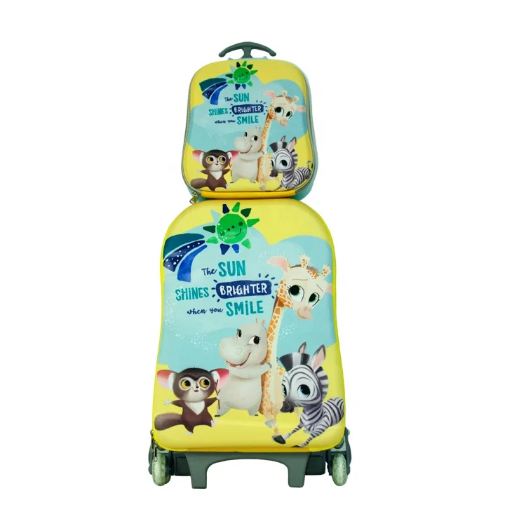 EVA 16 inch climbing stairs trolley case children luggage set with lunch bag school bag