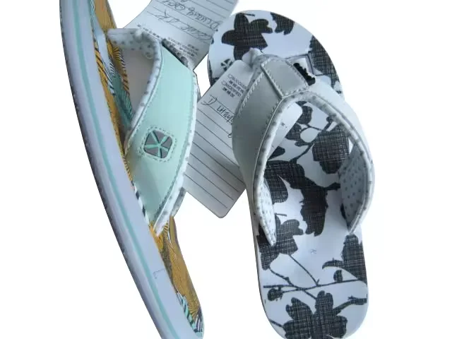 Recycled flip flops printing fabric strap waterproof man t slipper soft eva outdoor man eva summer slipper man