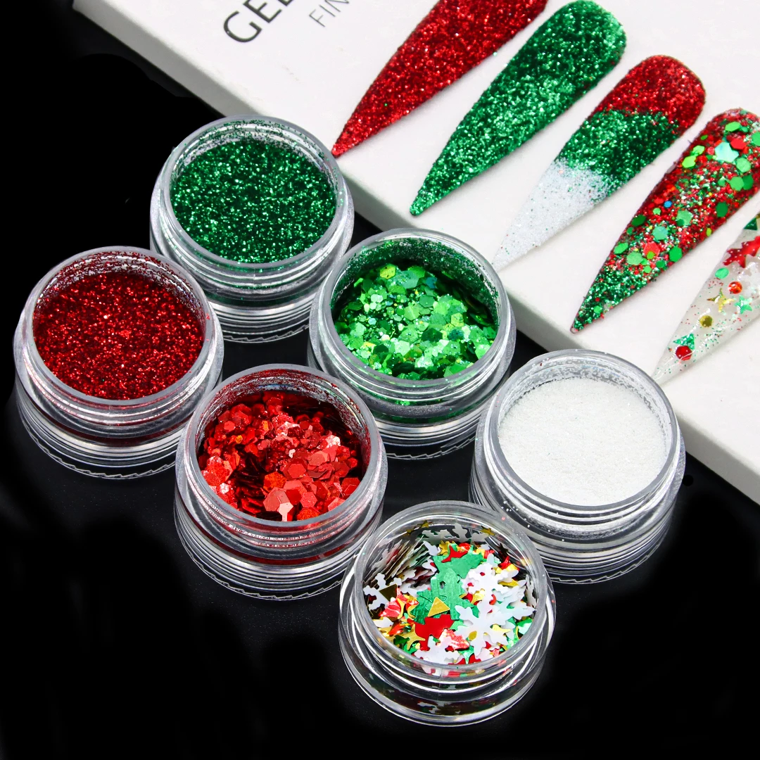 Irregular Christmas Glitter Nail Decoration Sequin Glitter White Snowflake Christmas Nails Accessories
