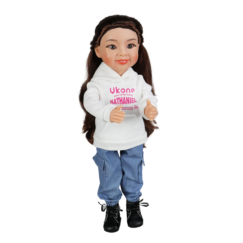 Новейший дизайн длинные волосы 18 дюймов яркая детская пластиковая виниловая шарнирная кукла красивая для девочек