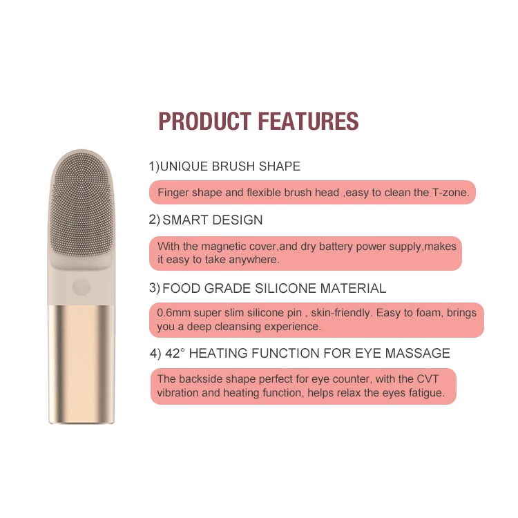 Вибрационная силиконовая Очищающая щетка для лица