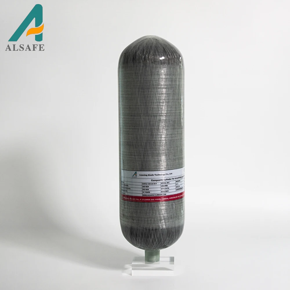 Alsafe Hot Sale 6.8L High Pressure 4500psi 300bar 30mpa Fully Wrapped Composite Carbon Fiber Gas Cylinder