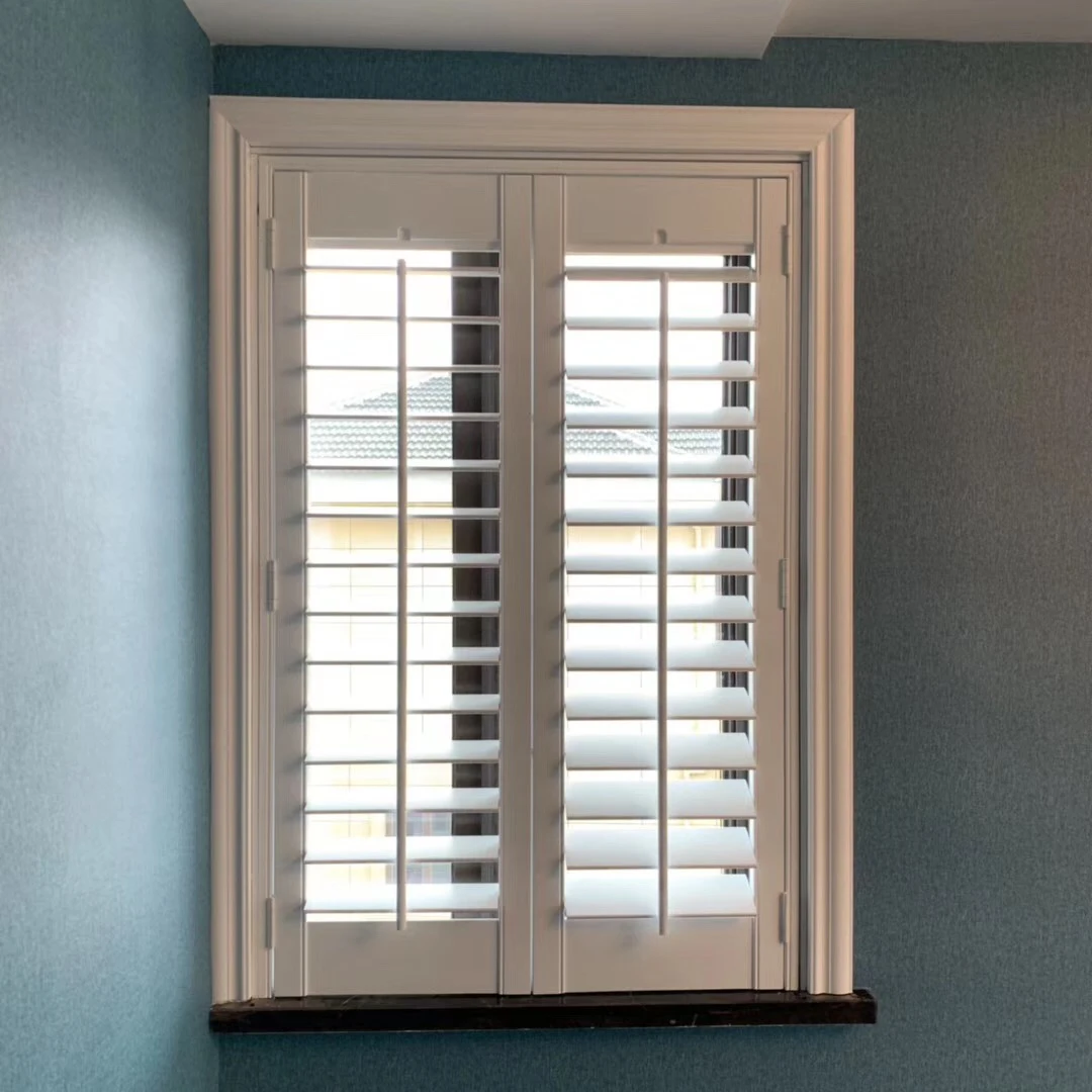 
French Door Wooden Louver White Custom Made Plantation Shutters 