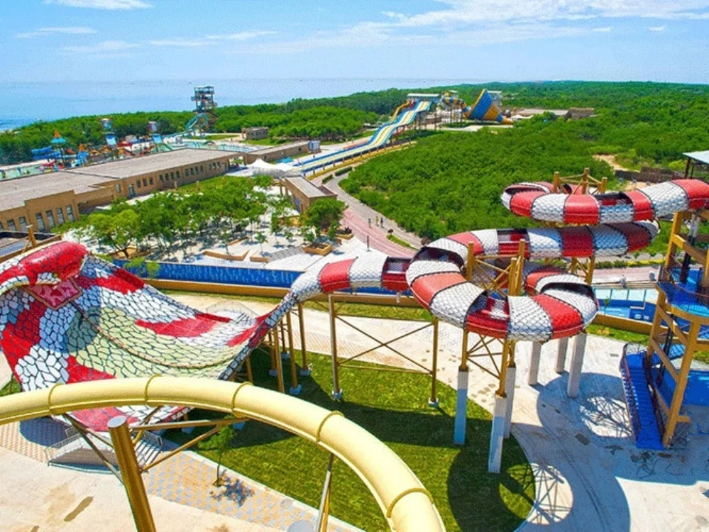 Commercial Water Park Equipment Outdoor Fiberglass Two-man Raft King Cobra Slide for Amusement Park