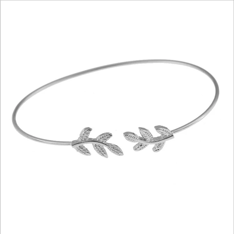YiWu Fashion jewelry simple wild metal copper leaf bracelet plating alloy jewelry ladies bracelet