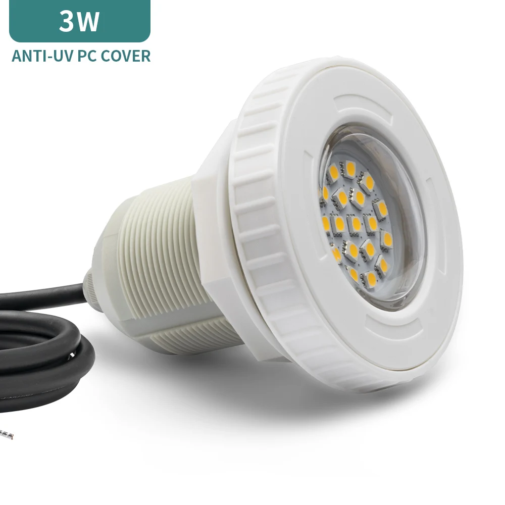 12V AC/DC 3W Warm White ABS Plastic IP68 Waterproof Vinyl hot tub spa swimming pool Lights