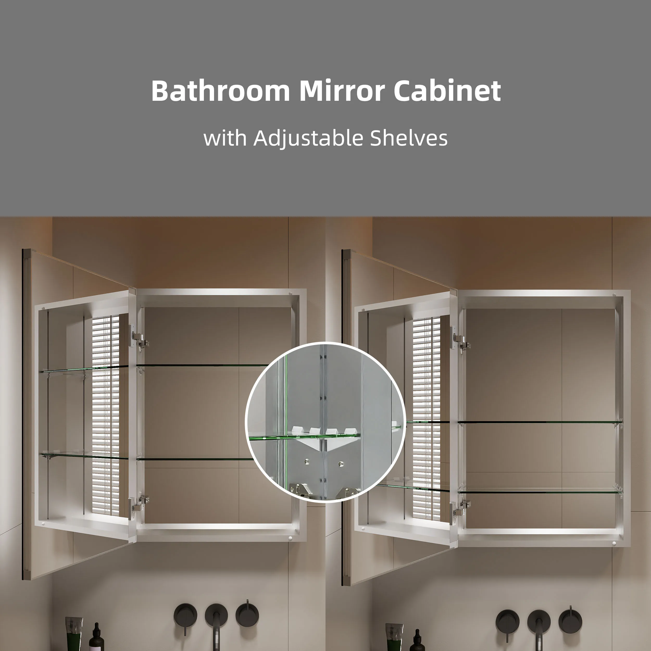 Frontlit Modern Wall Mounted Defogger Vanity Light Up Smart Storage Washroom Toilet Led Bathroom Medicine Cabinet With Mirror