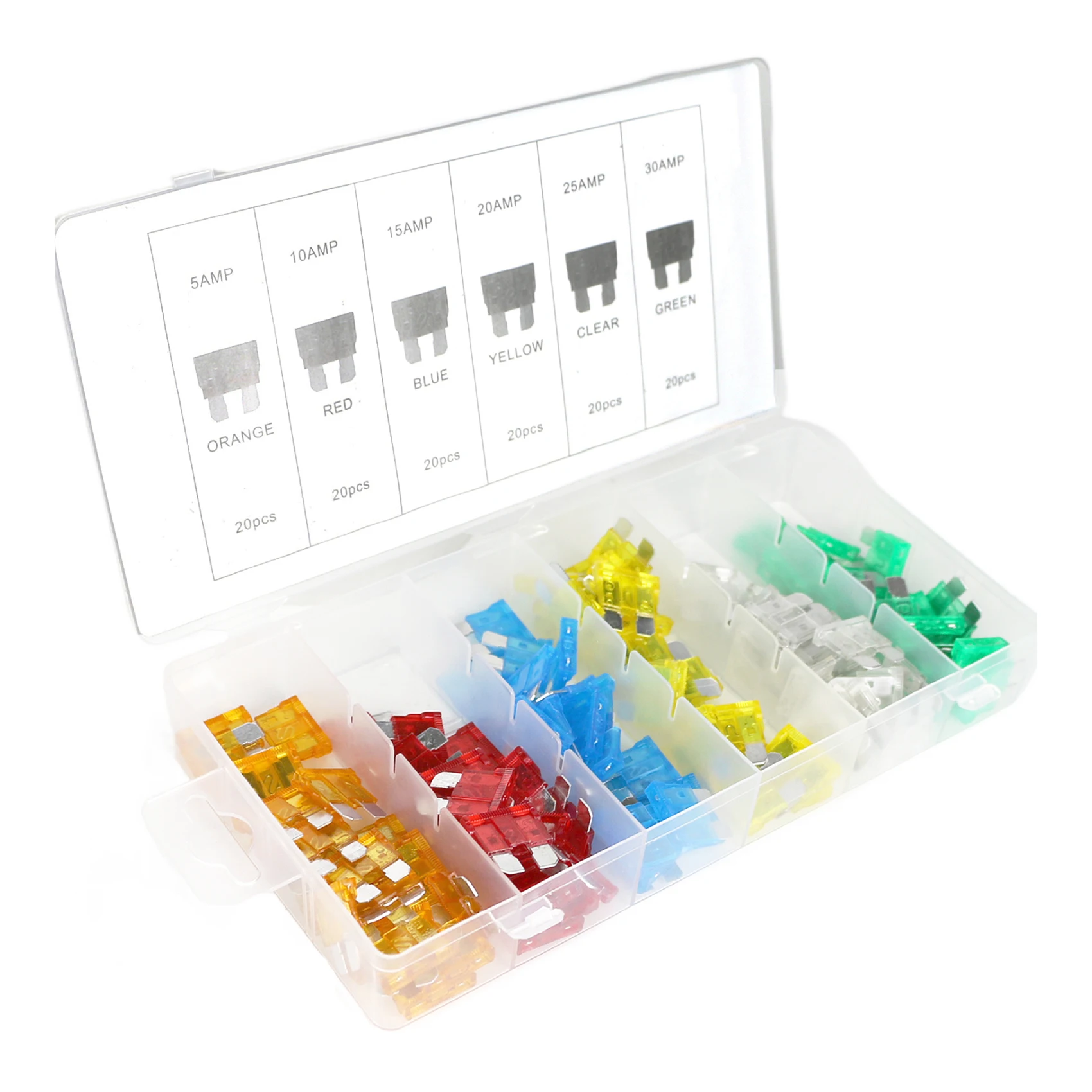 SUGETOOLS 120pcs waterproof colorful zinc material auto fuse kit standard universal low voltage car fuse set