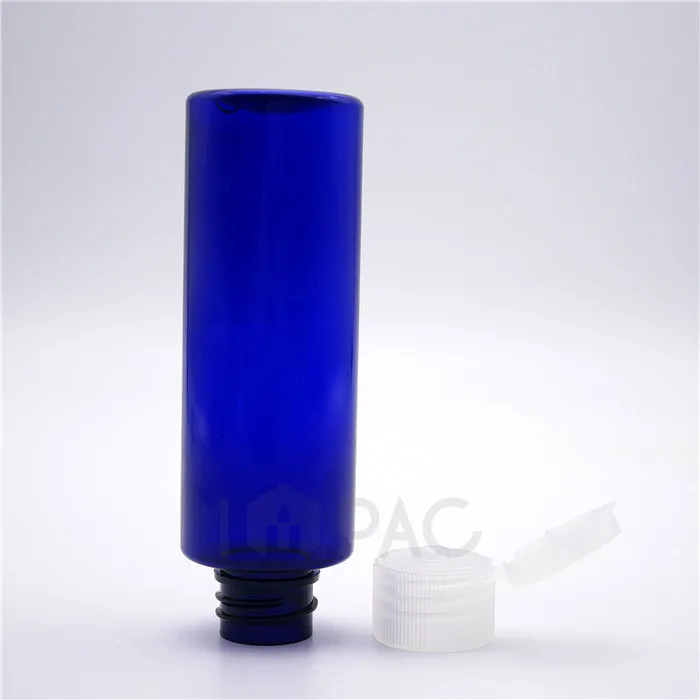 dark blue plastic hand sanitizer gel empty bottle 60ml container with flip top cap