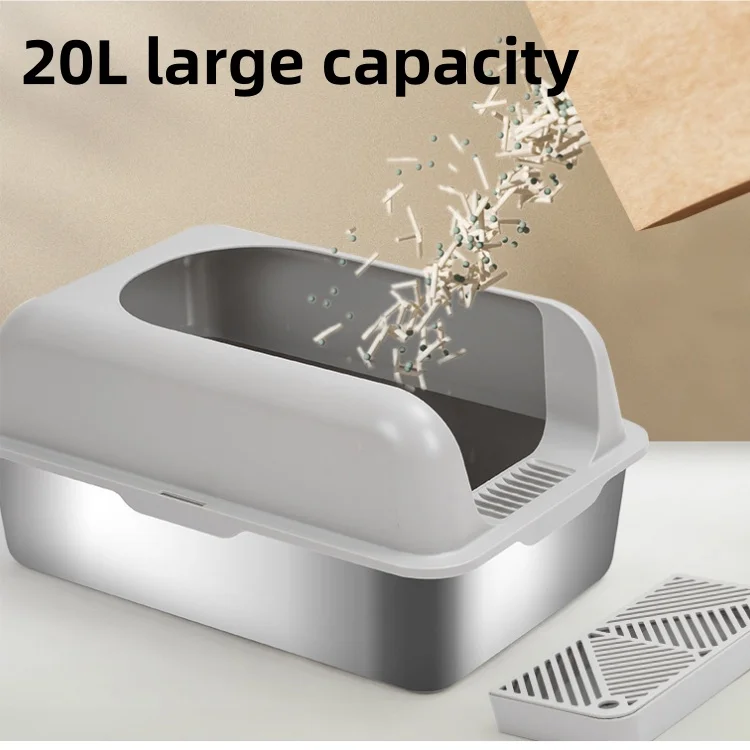 Hot Selling Sifting Sand Basic Cool Top Senior Big Size Large With Tray Portable Stainless Steel Cat Litter Box